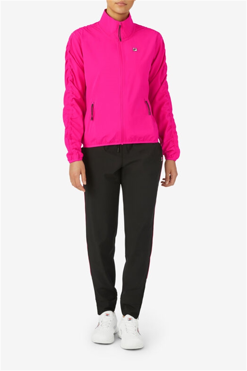Pink Women's Fila Tie Breaker Track Jackets | Saudi Arabia-760345