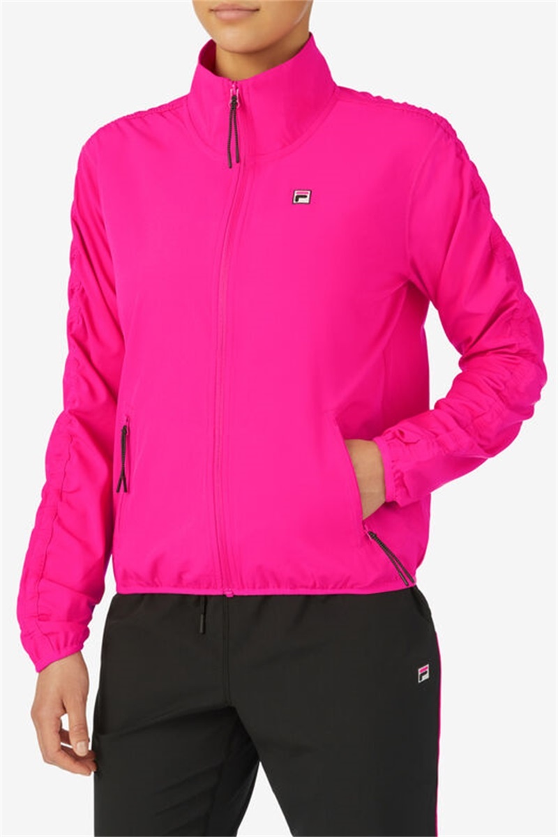 Pink Women's Fila Tie Breaker Track Jackets | Saudi Arabia-760345