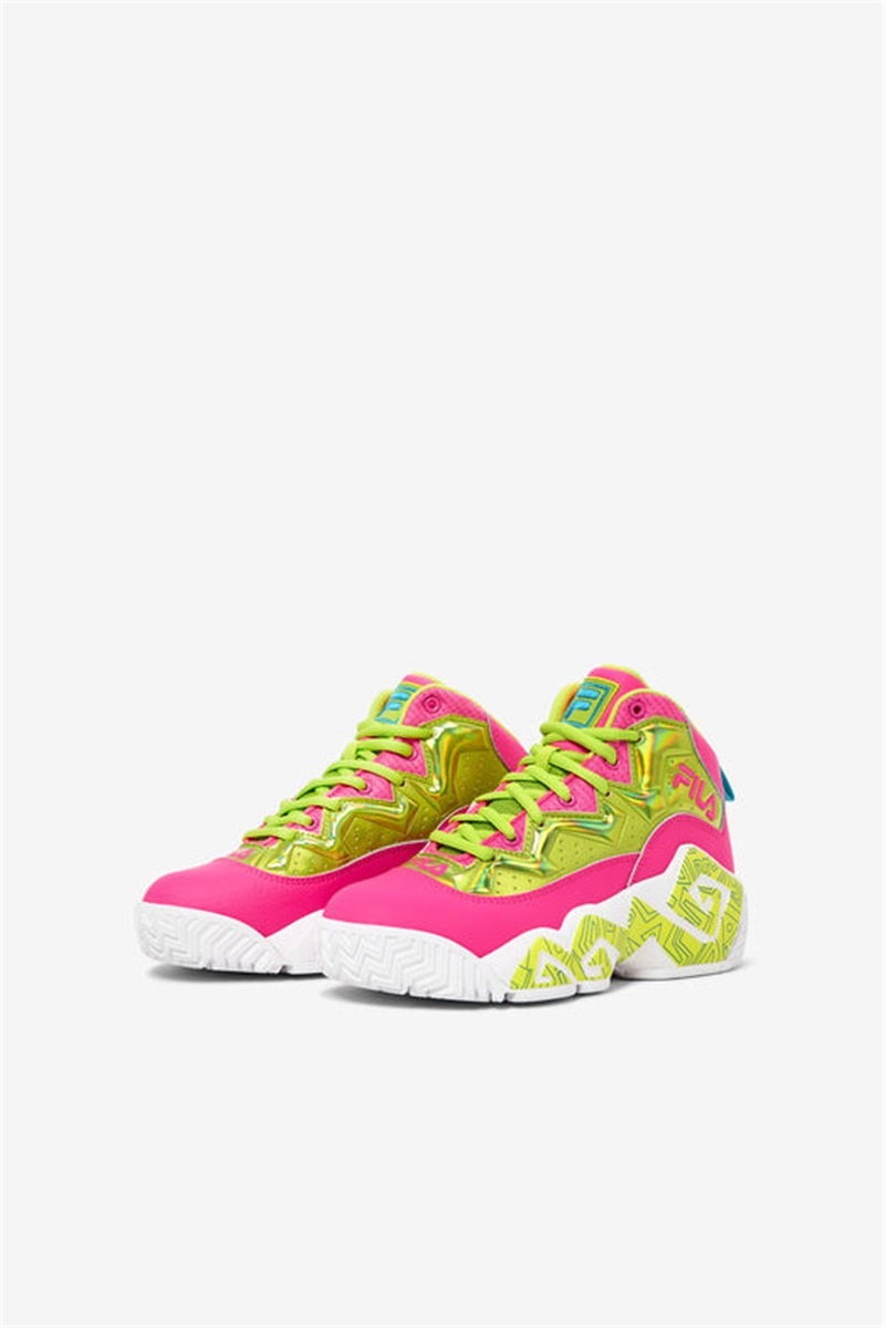 Pink / Light Green / White Kids' Fila Mb Night Walk Shoes | Saudi Arabia-751423