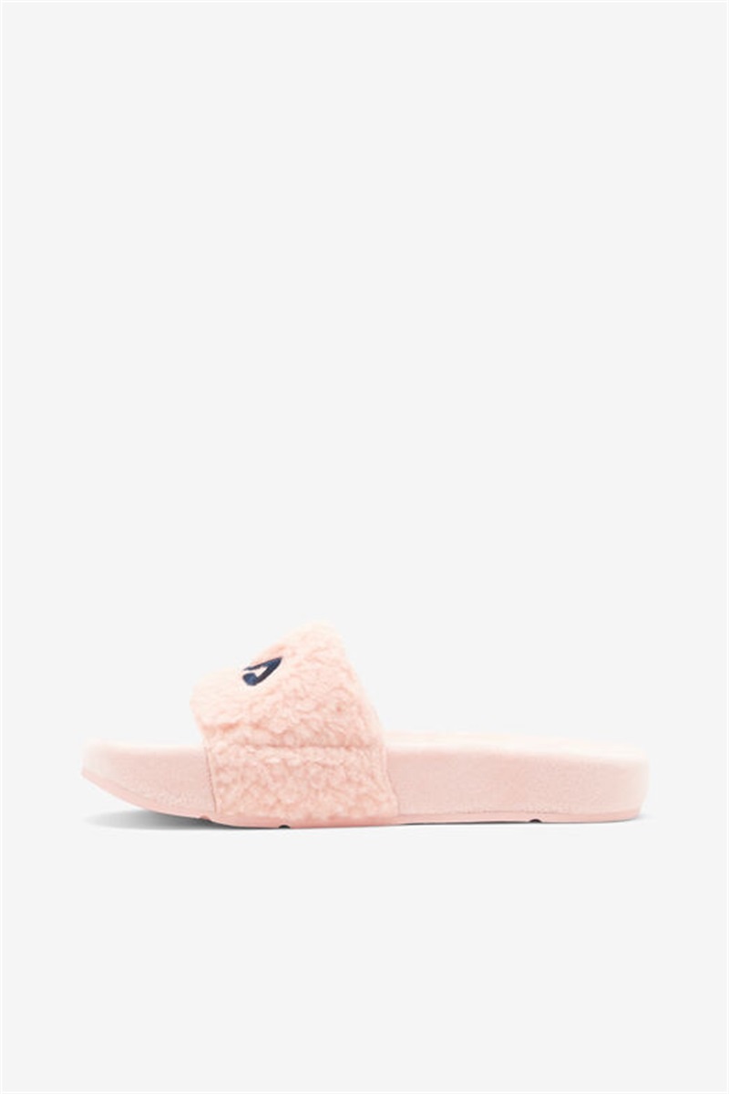 Pink / Navy / Red Women's Fila Fuzzy Drifter Slides | Saudi Arabia-231986