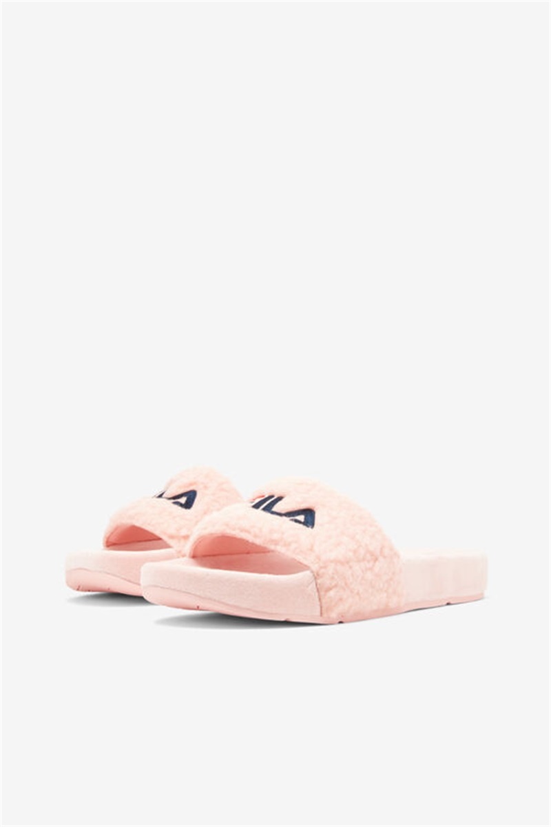 Pink / Navy / Red Women's Fila Fuzzy Drifter Slides | Saudi Arabia-231986