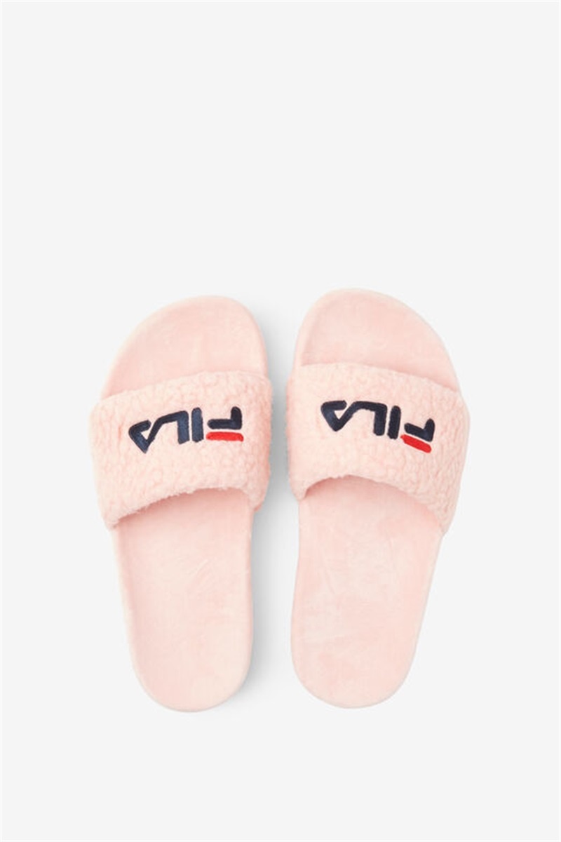Pink / Navy / Red Women's Fila Fuzzy Drifter Slides | Saudi Arabia-231986