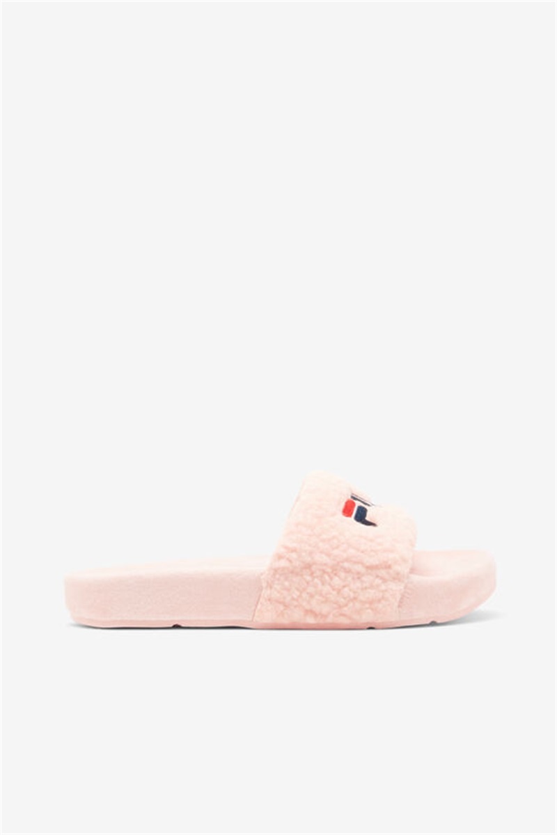 Pink / Navy / Red Women\'s Fila Fuzzy Drifter Slides | Saudi Arabia-231986