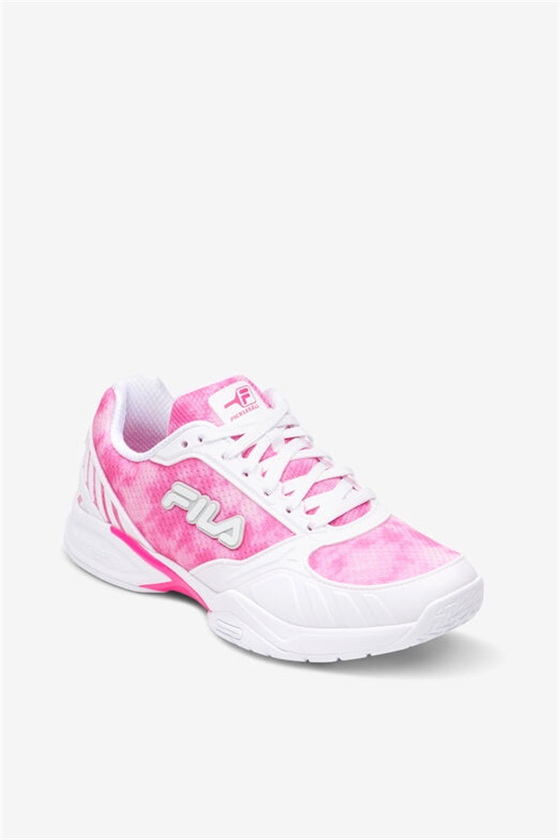 Pink / White / Metal Silver Women's Fila Volley Zone Tie Dye Pickleball Shoes | Saudi Arabia-068159