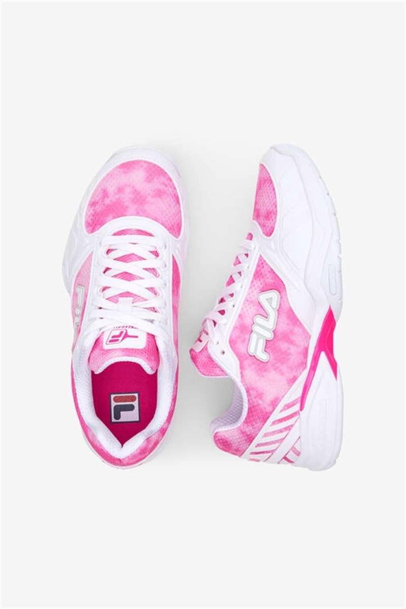 Pink / White / Metal Silver Women's Fila Volley Zone Tie Dye Pickleball Shoes | Saudi Arabia-068159