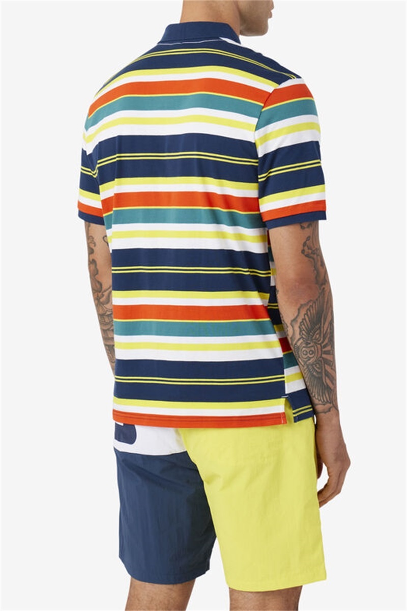 Pink / Yellow Men's Fila Fazla Polo Shirts | Saudi Arabia-934825