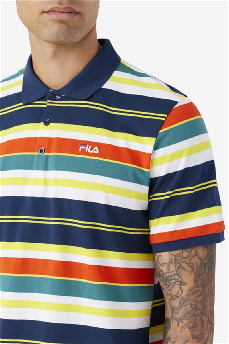 Pink / Yellow Men's Fila Fazla Polo Shirts | Saudi Arabia-934825