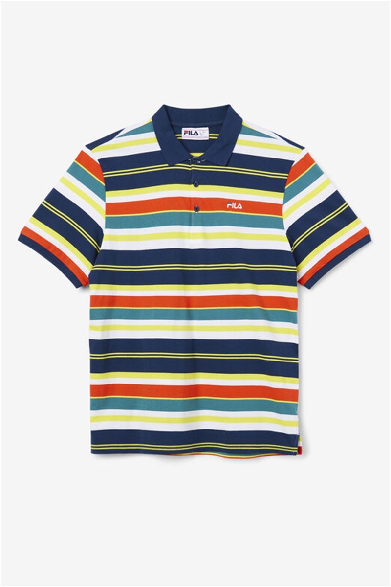 Pink / Yellow Men\'s Fila Fazla Polo Shirts | Saudi Arabia-934825
