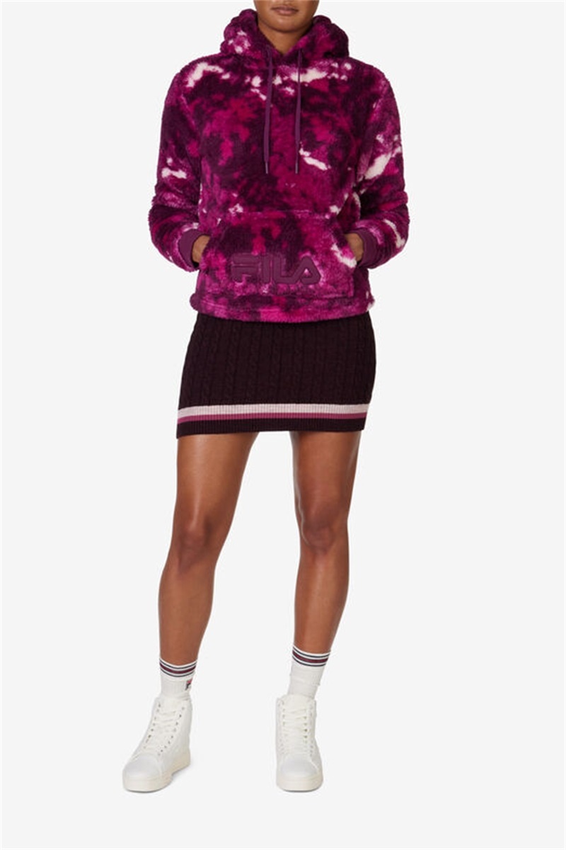 Purple Burgundy / Dark Red Women's Fila Arctic Tie Dye Hoodie | Saudi Arabia-245063