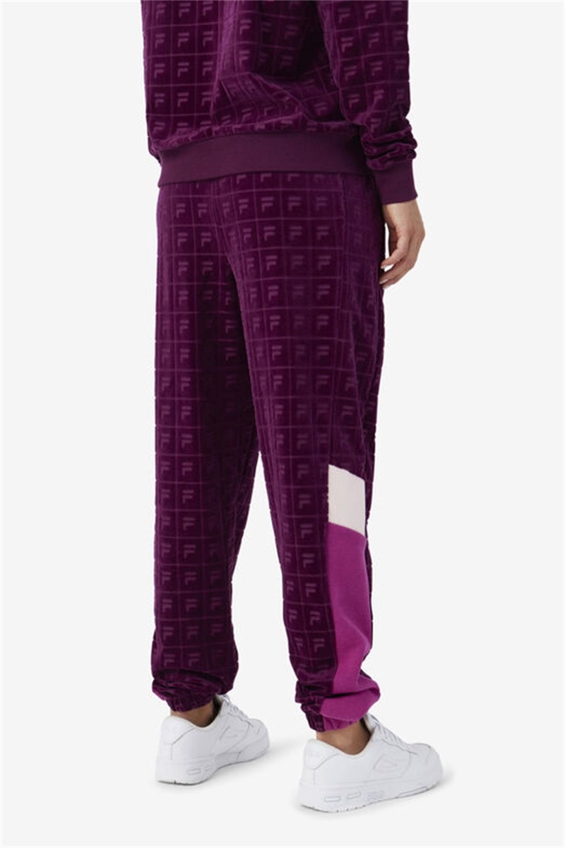Purple Burgundy / Dark Red Women's Fila Helen Velour Joggers | Saudi Arabia-031642