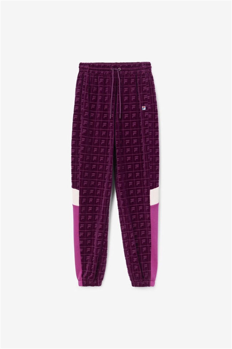 Purple Burgundy / Dark Red Women\'s Fila Helen Velour Joggers | Saudi Arabia-031642
