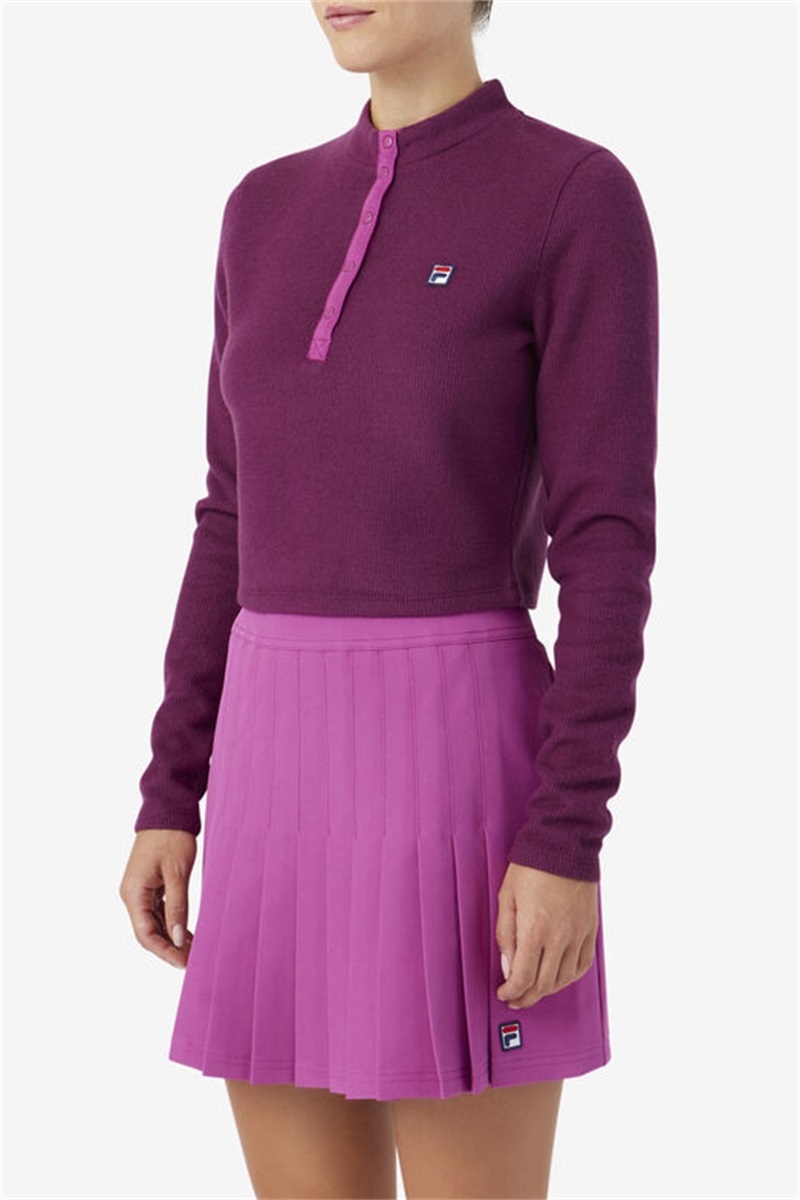 Purple Burgundy / Dark Red Women's Fila Josie Half Zip Tops | Saudi Arabia-871543