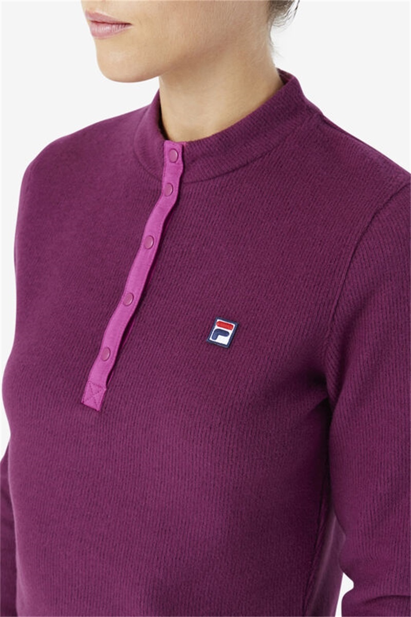 Purple Burgundy / Dark Red Women's Fila Josie Half Zip Tops | Saudi Arabia-871543