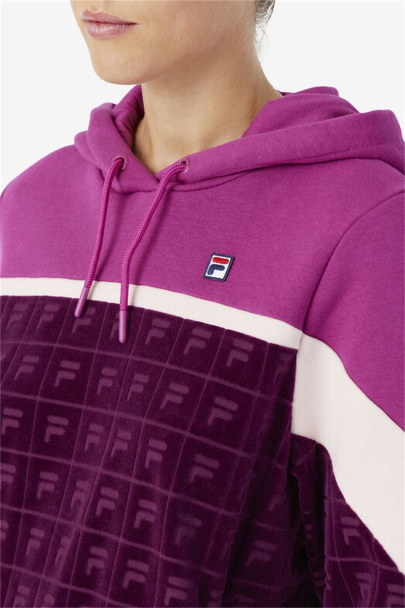 Purple Burgundy / Dark Red Women's Fila Lorri Velour Hoodie | Saudi Arabia-891250