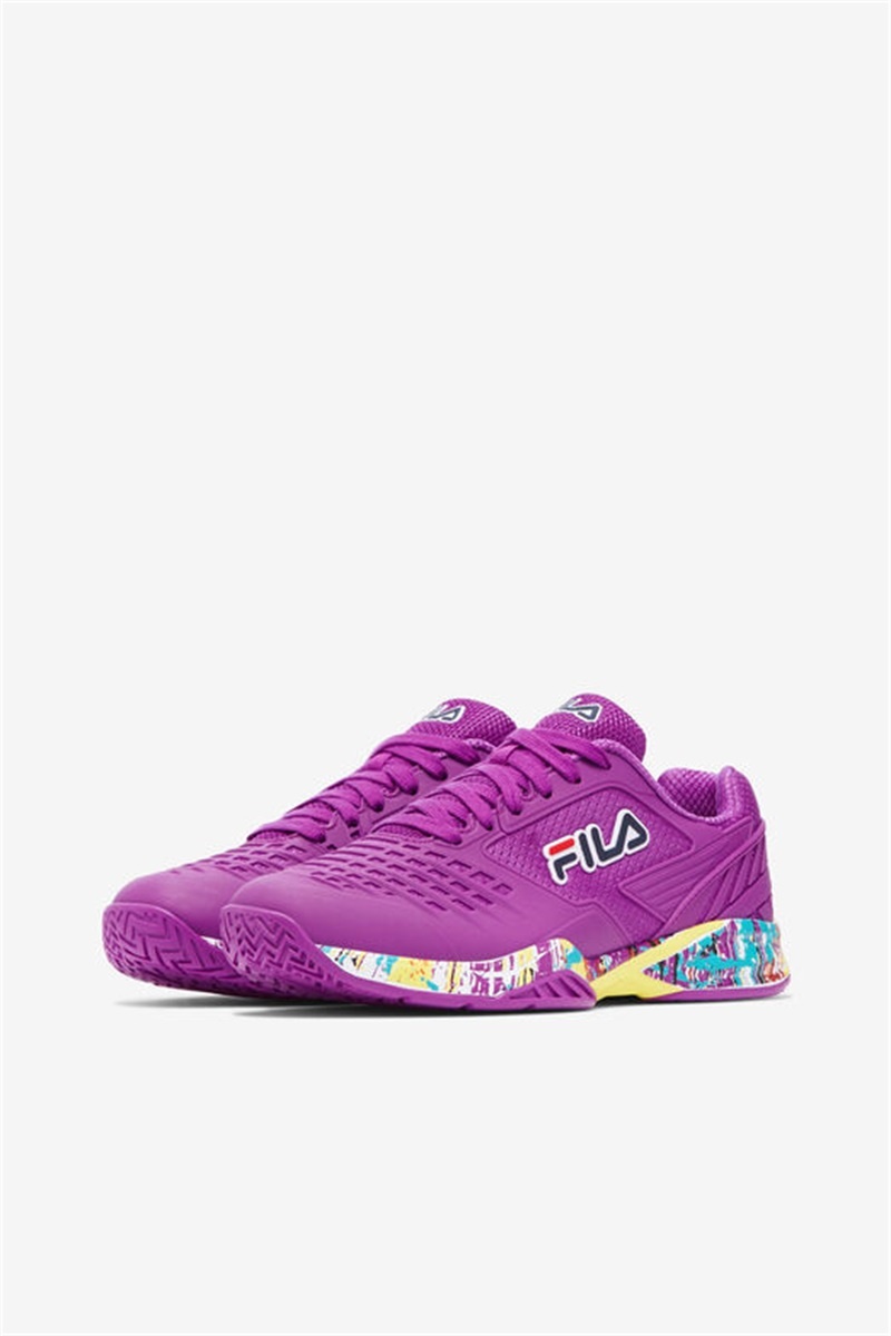 Purple Green Flower / White Women's Fila Axilus 2 Energized Tennis Shoes | Saudi Arabia-280536
