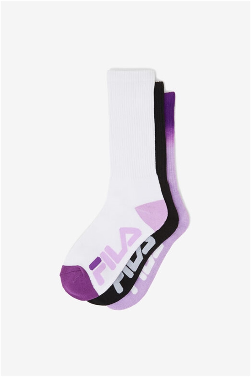 Purple Men's Fila Dip Dye Crew 3-Pack Socks | Saudi Arabia-865170