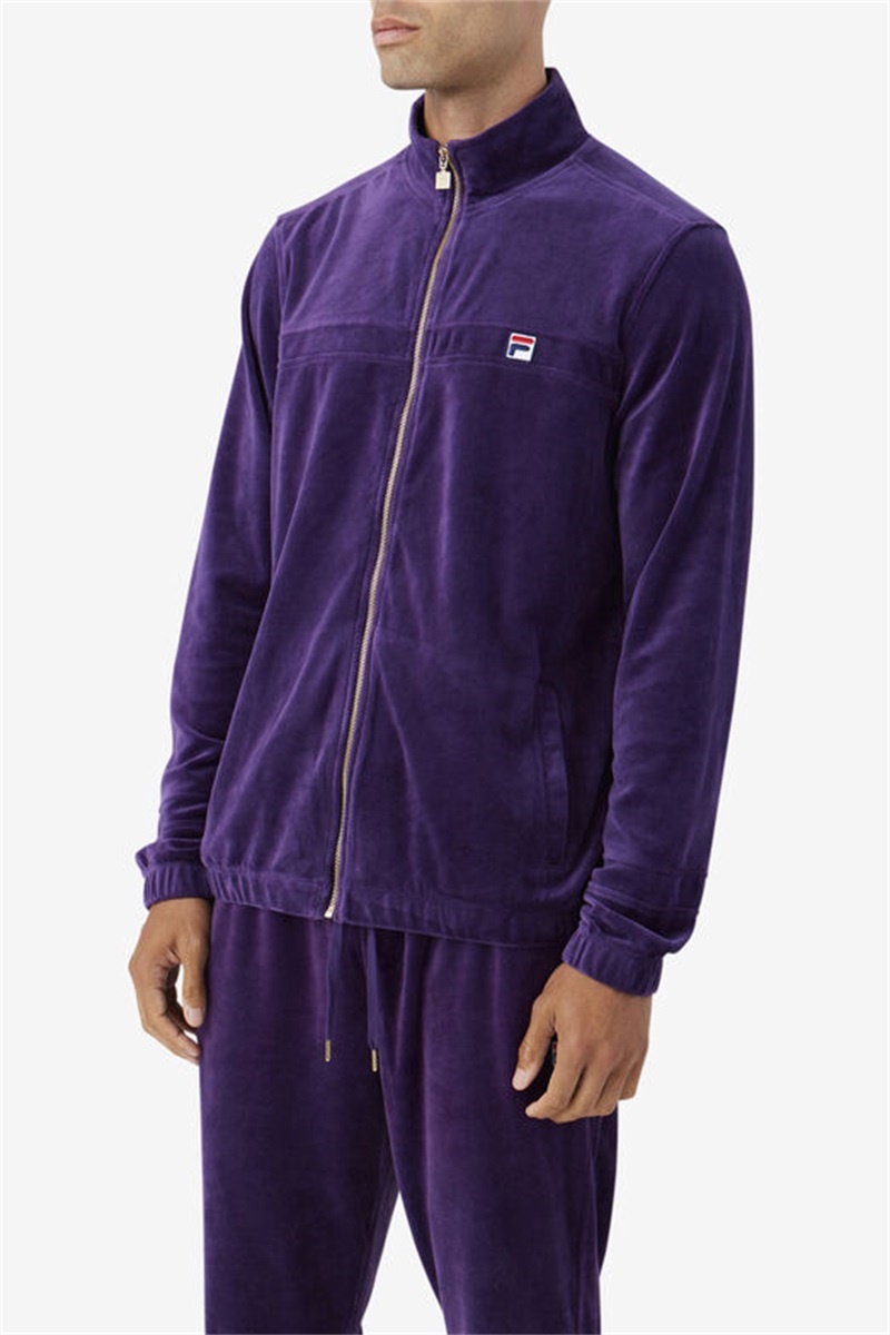 Purple Men's Fila Ravid Velour Jackets | Saudi Arabia-062714