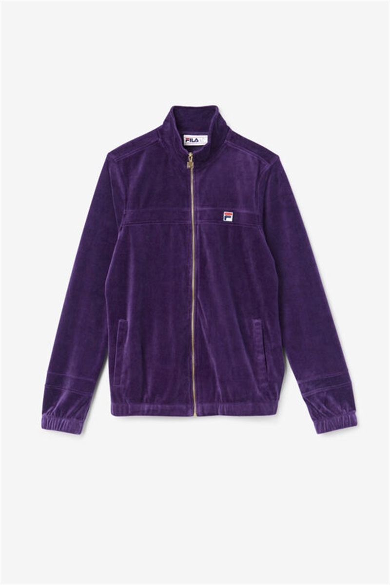 Purple Men\'s Fila Ravid Velour Jackets | Saudi Arabia-062714