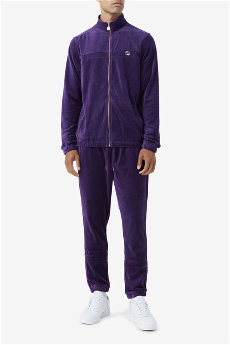 Purple Men's Fila Ravid Velour Pants | Saudi Arabia-256134