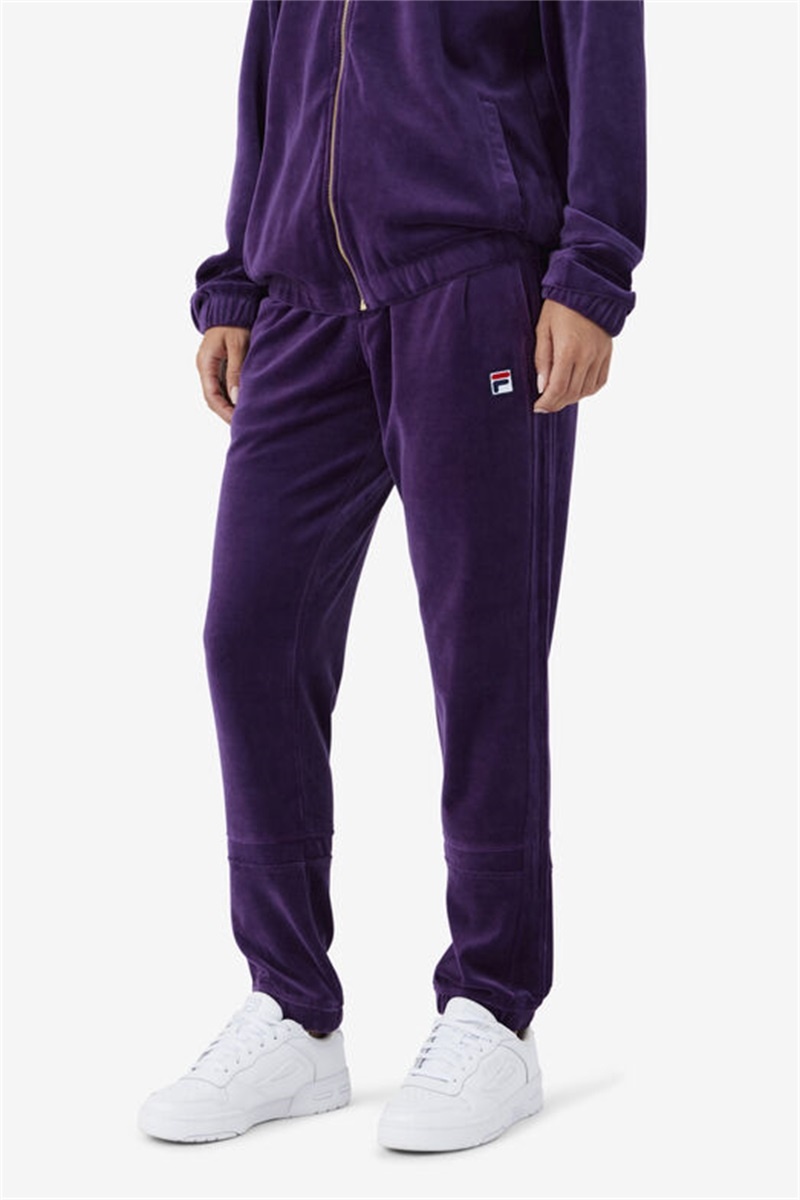 Purple Men's Fila Ravid Velour Pants | Saudi Arabia-256134