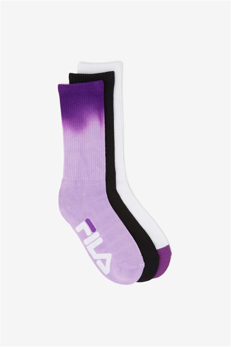 Purple Women\'s Fila Dip Dye Crew 3-Pack Socks | Saudi Arabia-978603