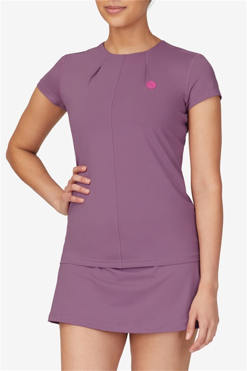 Purple Women's Fila Kick Serve Short Sleeve Tops | Saudi Arabia-458301