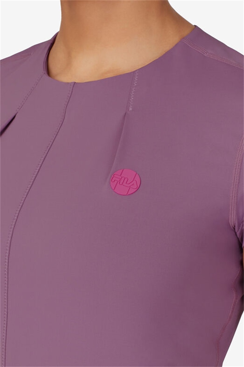 Purple Women's Fila Kick Serve Short Sleeve Tops | Saudi Arabia-458301