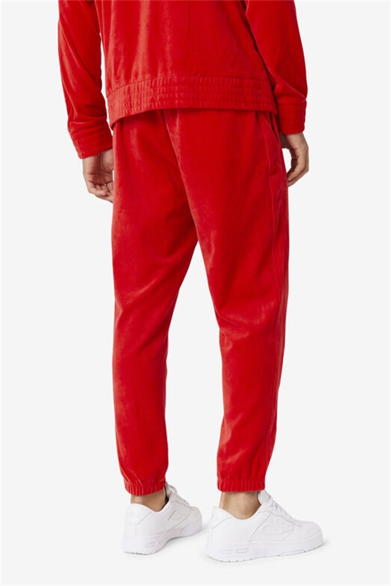 Red Men's Fila Deverall Velour Pants | Saudi Arabia-401326