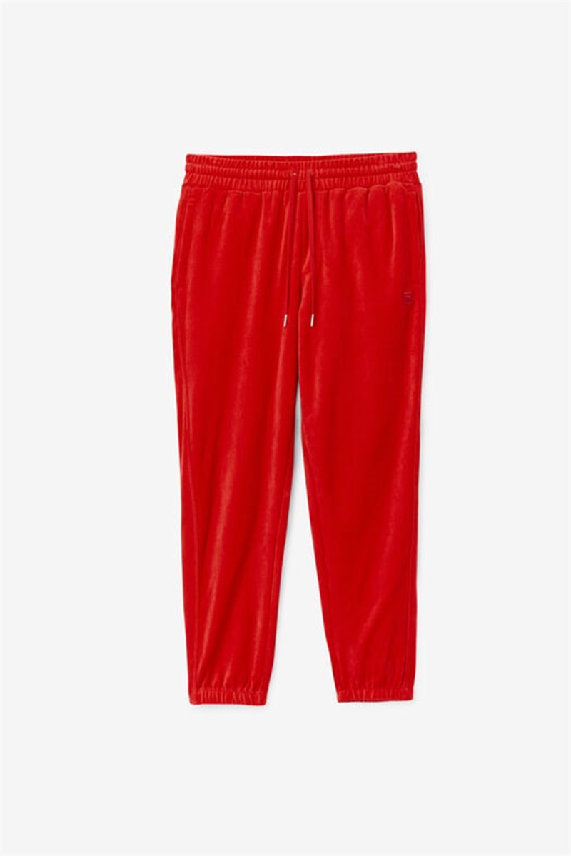 Red Men\'s Fila Deverall Velour Pants | Saudi Arabia-401326