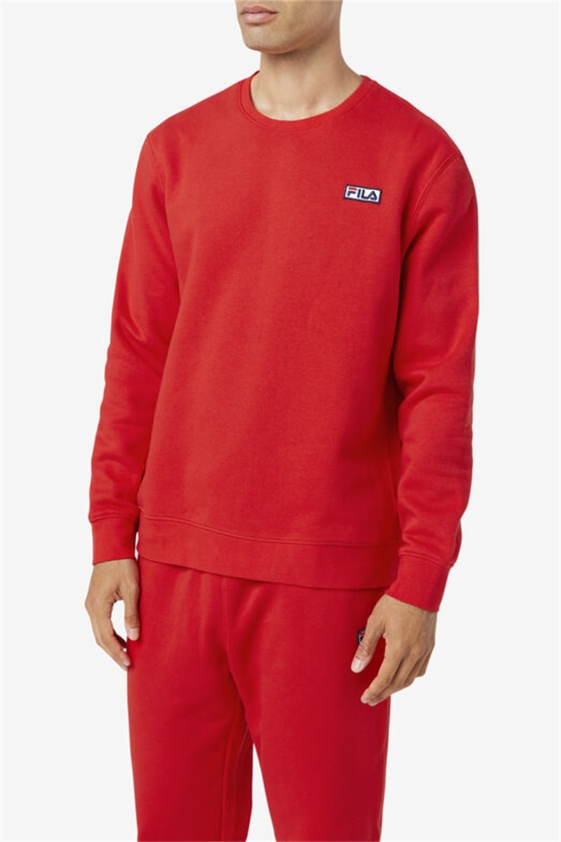 Red Men's Fila Garran Crew Sweatshirts | Saudi Arabia-058234