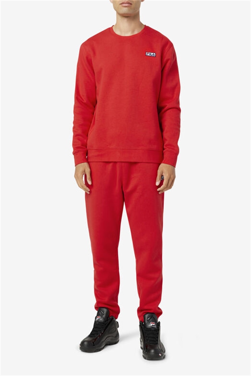 Red Men's Fila Garran Crew Sweatshirts | Saudi Arabia-058234