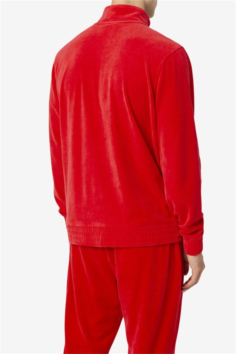 Red Men's Fila O-Fit Velour Jackets | Saudi Arabia-968751