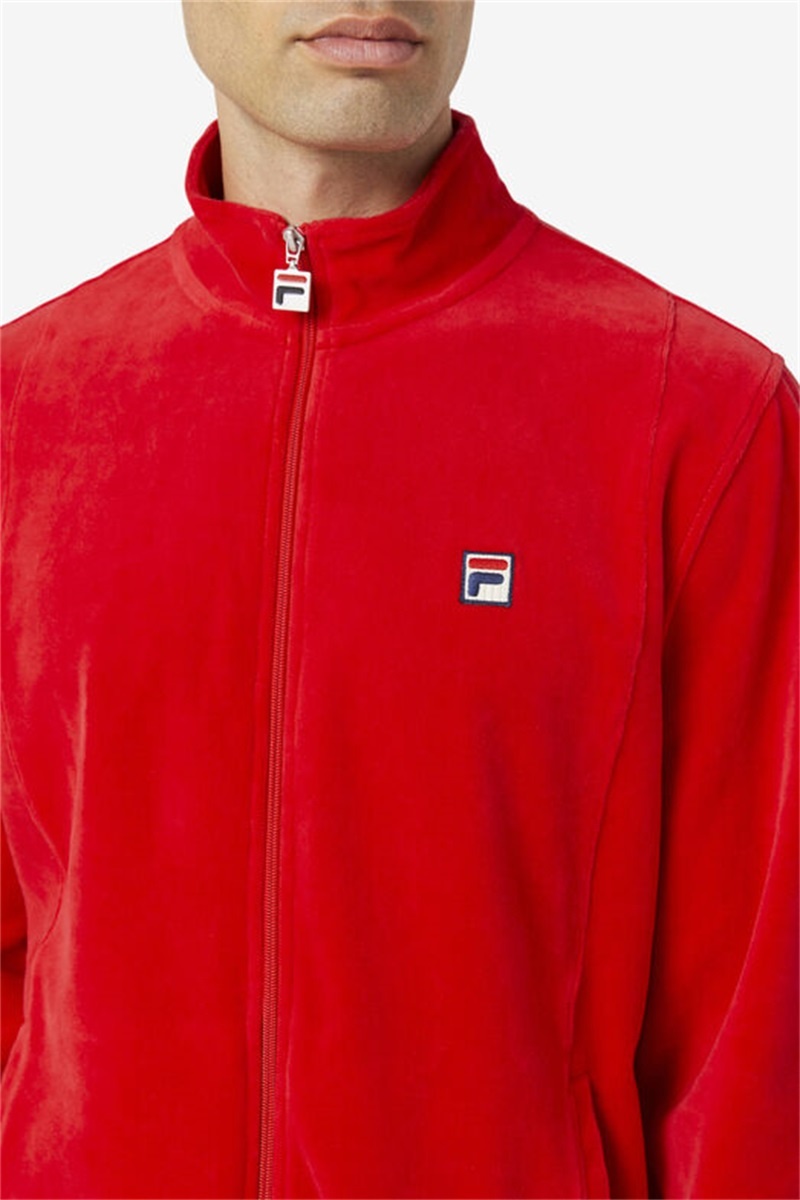 Red Men's Fila O-Fit Velour Jackets | Saudi Arabia-968751