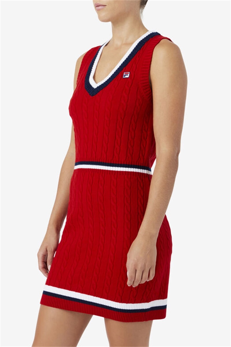 Red Women's Fila Darian Sweater Knit Dress | Saudi Arabia-054719