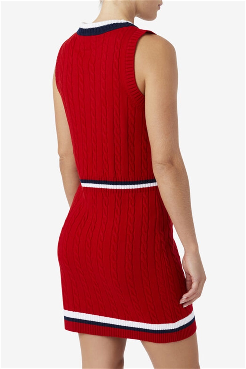Red Women's Fila Darian Sweater Knit Dress | Saudi Arabia-054719