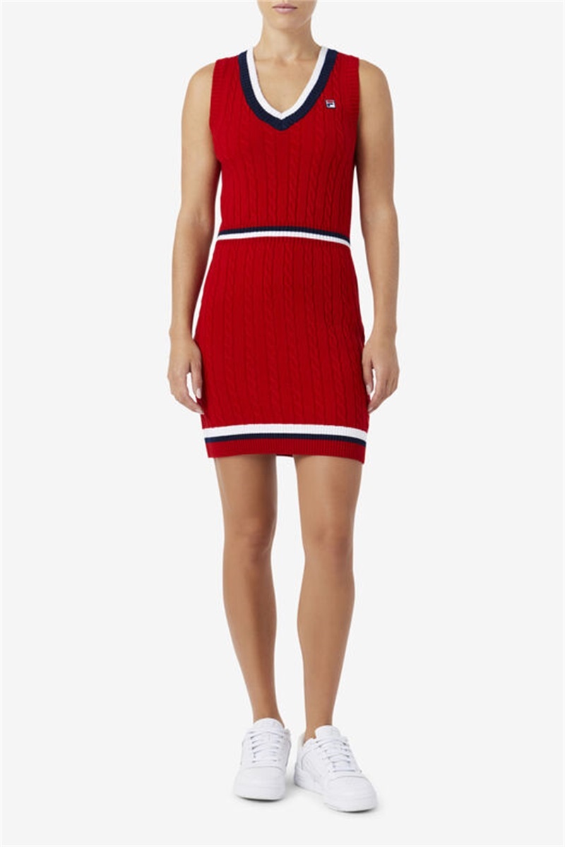 Red Women's Fila Darian Sweater Knit Dress | Saudi Arabia-054719