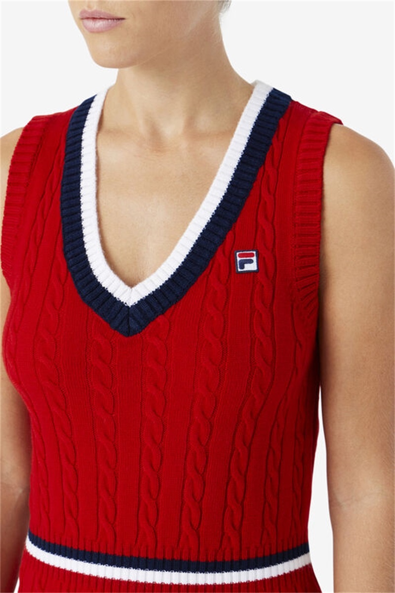 Red Women's Fila Darian Sweater Knit Dress | Saudi Arabia-054719