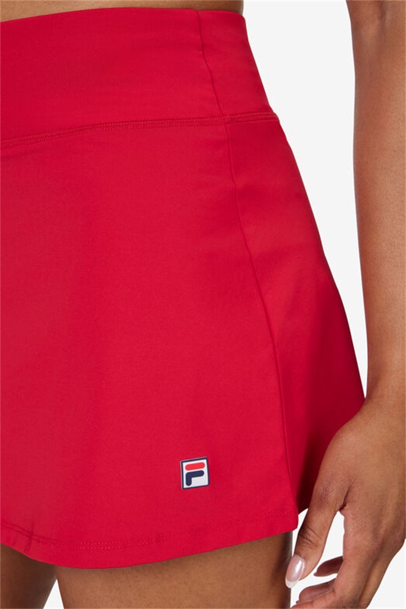 Red Women's Fila Essentials Long Flirty Skirts | Saudi Arabia-194375