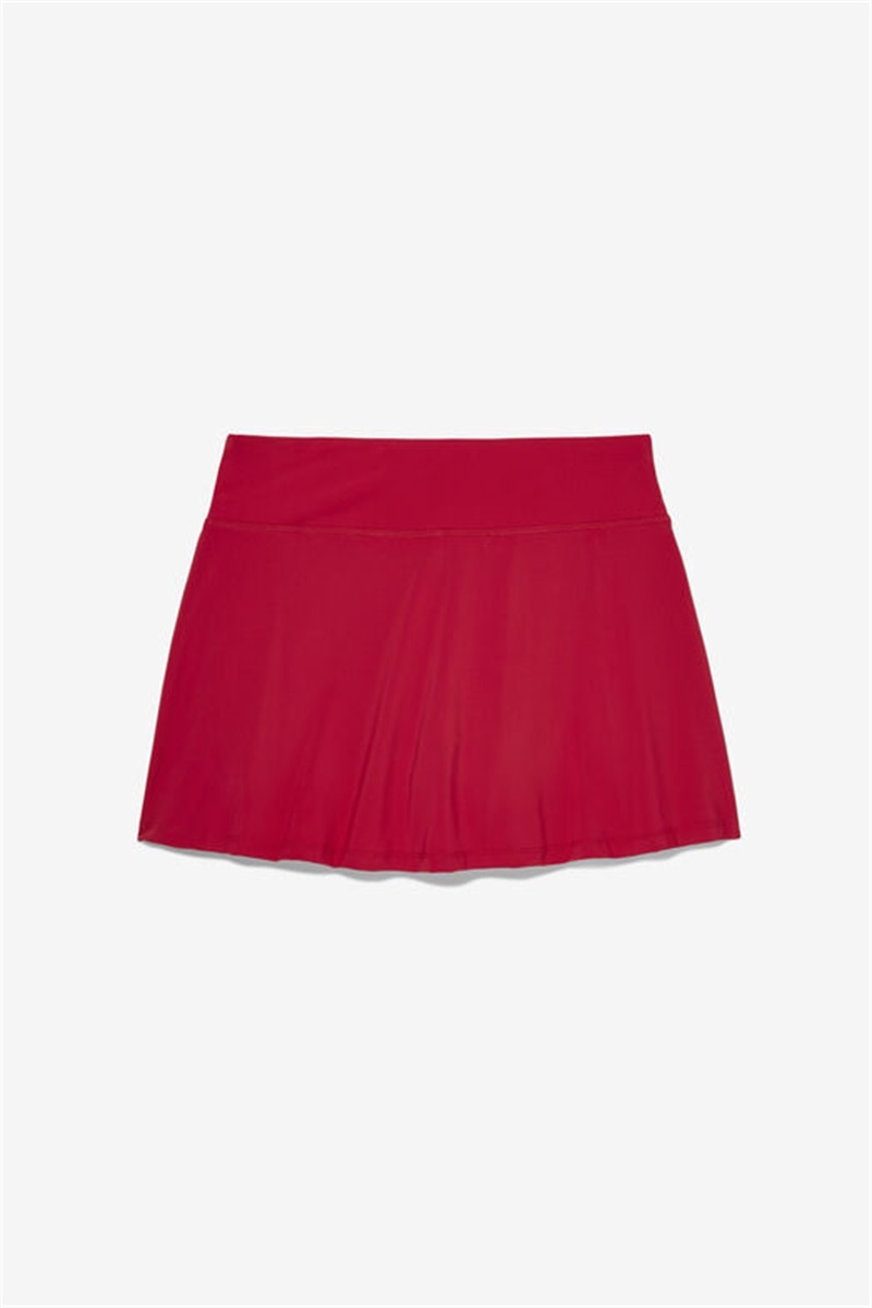 Red Women's Fila Essentials Long Flirty Skirts | Saudi Arabia-194375