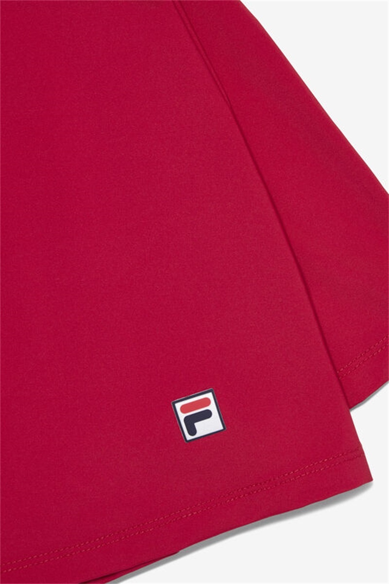 Red Women's Fila Essentials Long Flirty Skirts | Saudi Arabia-194375