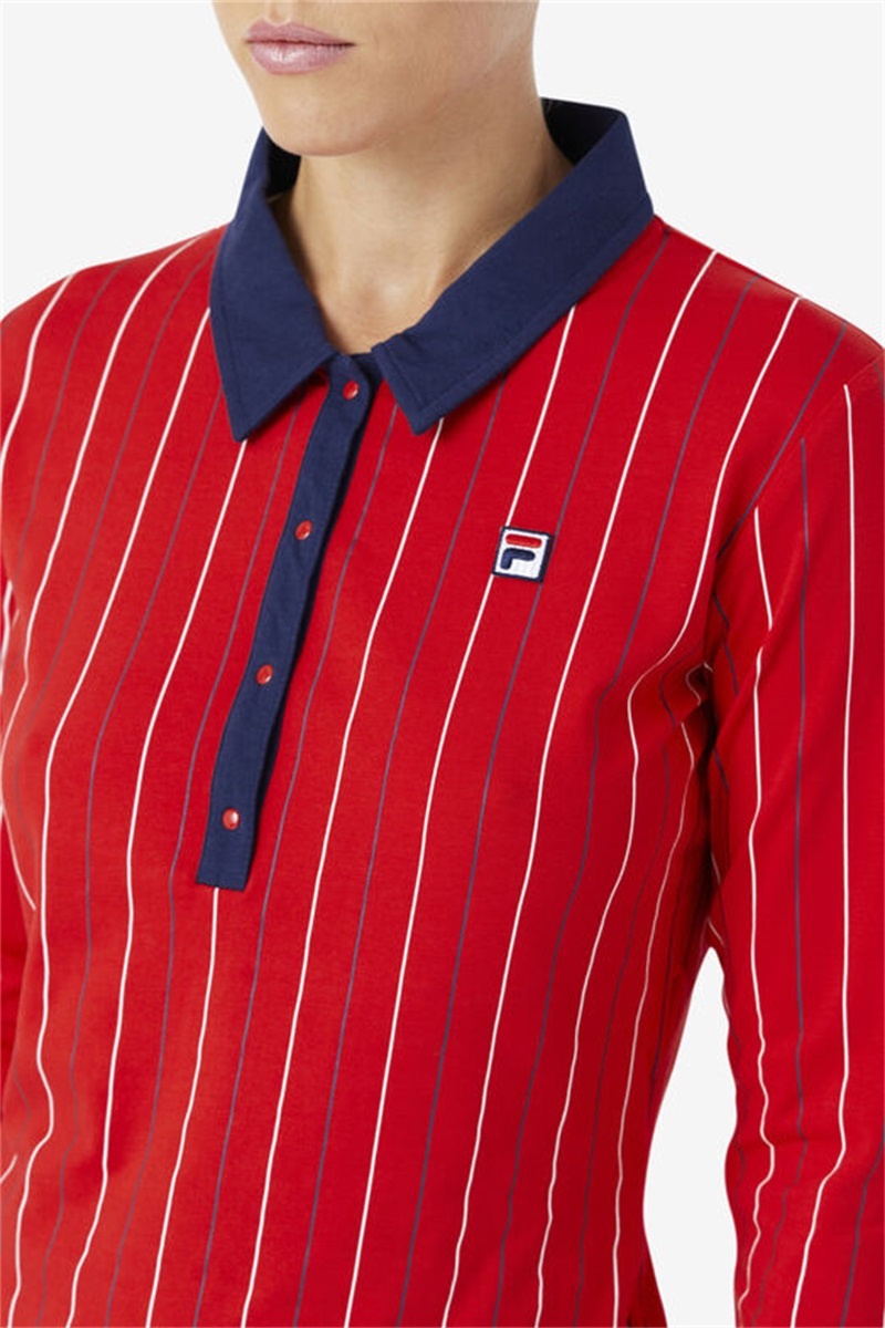 Red Women's Fila Jada Long Sleeve Polo Shirts | Saudi Arabia-087346