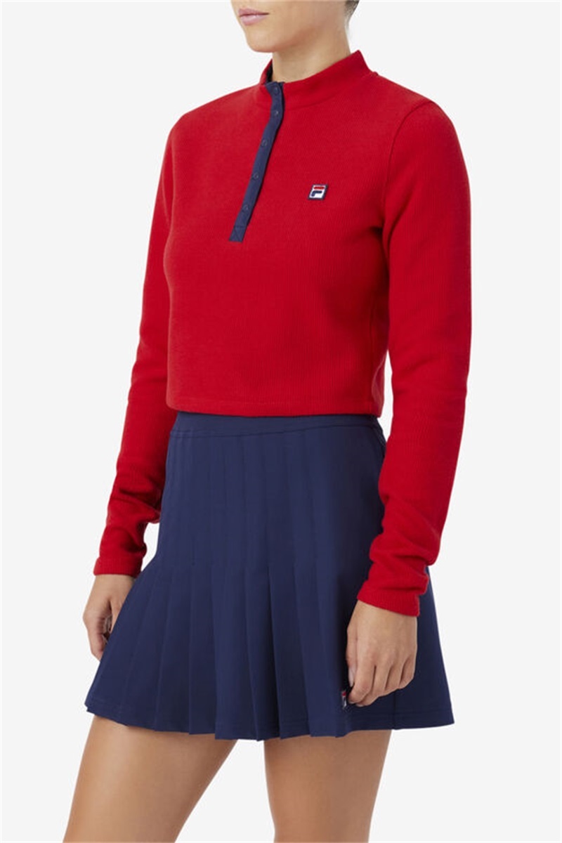 Red Women's Fila Josie Half Zip Tops | Saudi Arabia-971825