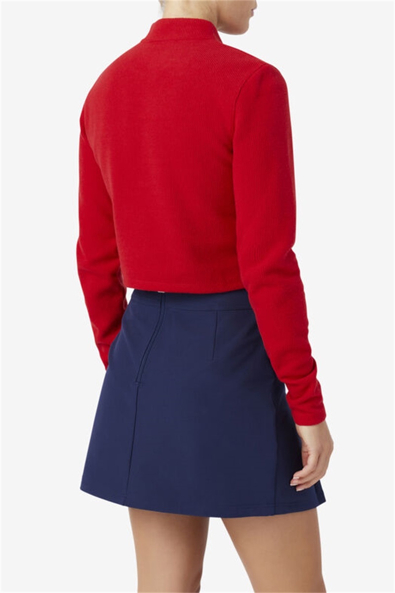 Red Women's Fila Josie Half Zip Tops | Saudi Arabia-971825