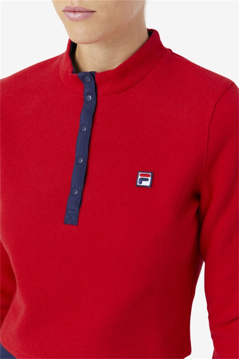 Red Women's Fila Josie Half Zip Tops | Saudi Arabia-971825