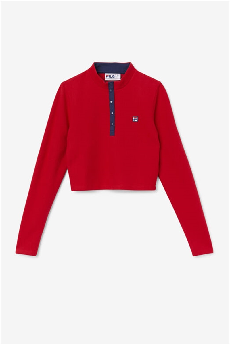 Red Women\'s Fila Josie Half Zip Tops | Saudi Arabia-971825