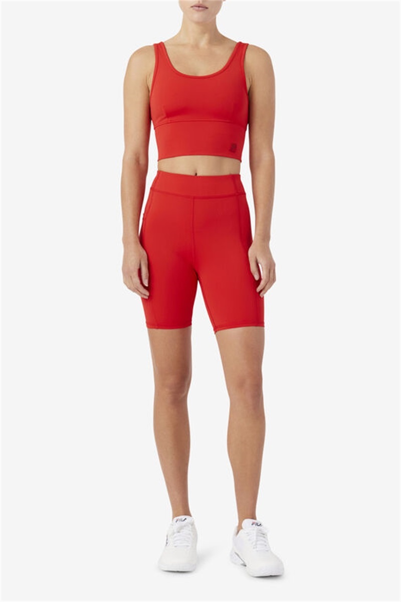 Red Women's Fila Tiana Bike Shorts | Saudi Arabia-307958
