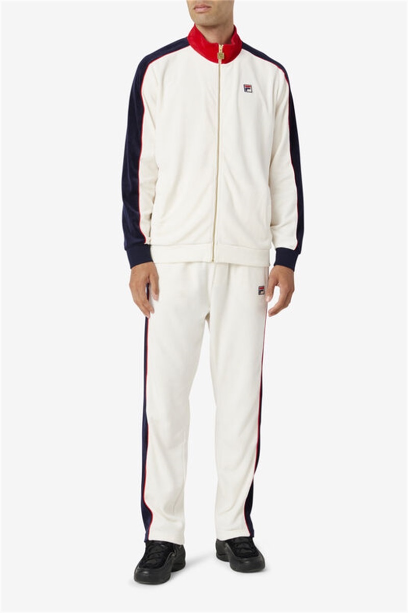 Red / Navy Men's Fila Cima Velour Pants | Saudi Arabia-614973