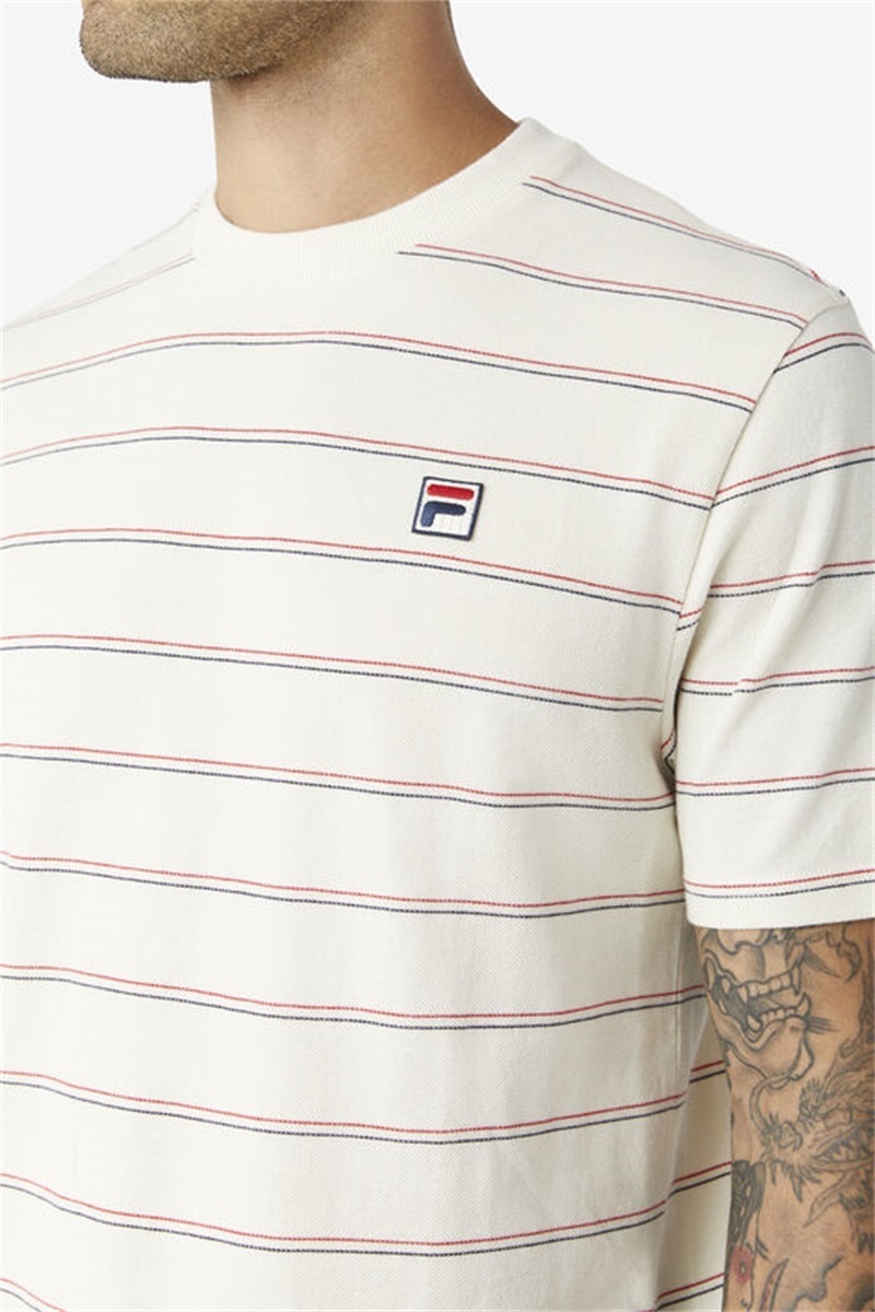 Red / Navy Men's Fila Leon Tee | Saudi Arabia-034829