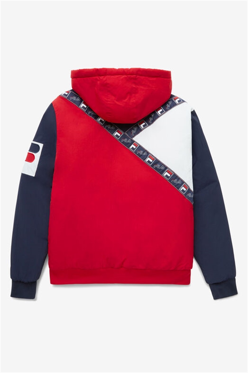 Red / Navy / White Men's Fila P1 Tech Jackets | Saudi Arabia-482017