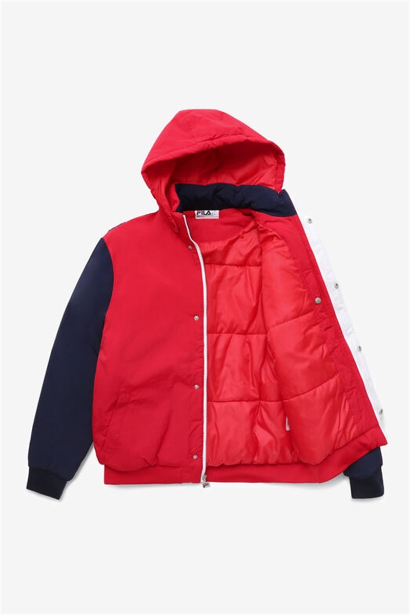 Red / Navy / White Men's Fila P1 Tech Jackets | Saudi Arabia-482017
